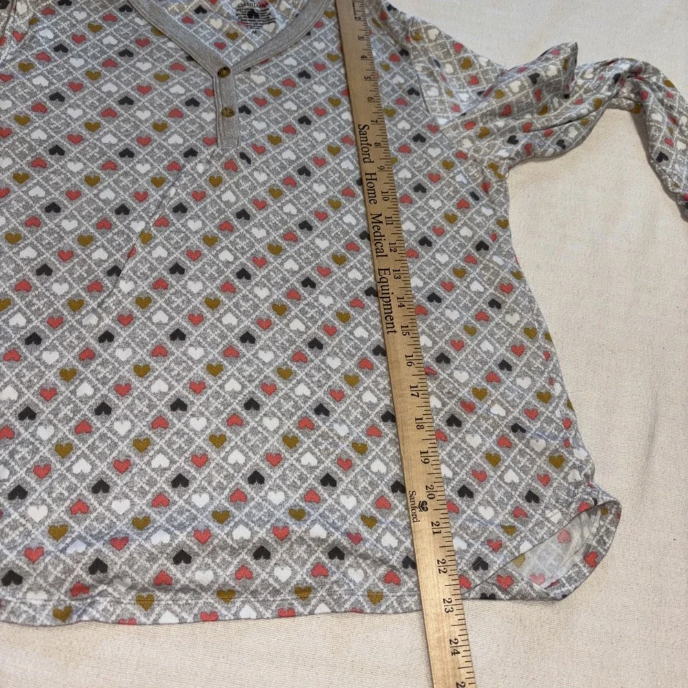 Cuddl Duds Two Pc Pajamas Top Pants Heart Print Women's Size‎ M